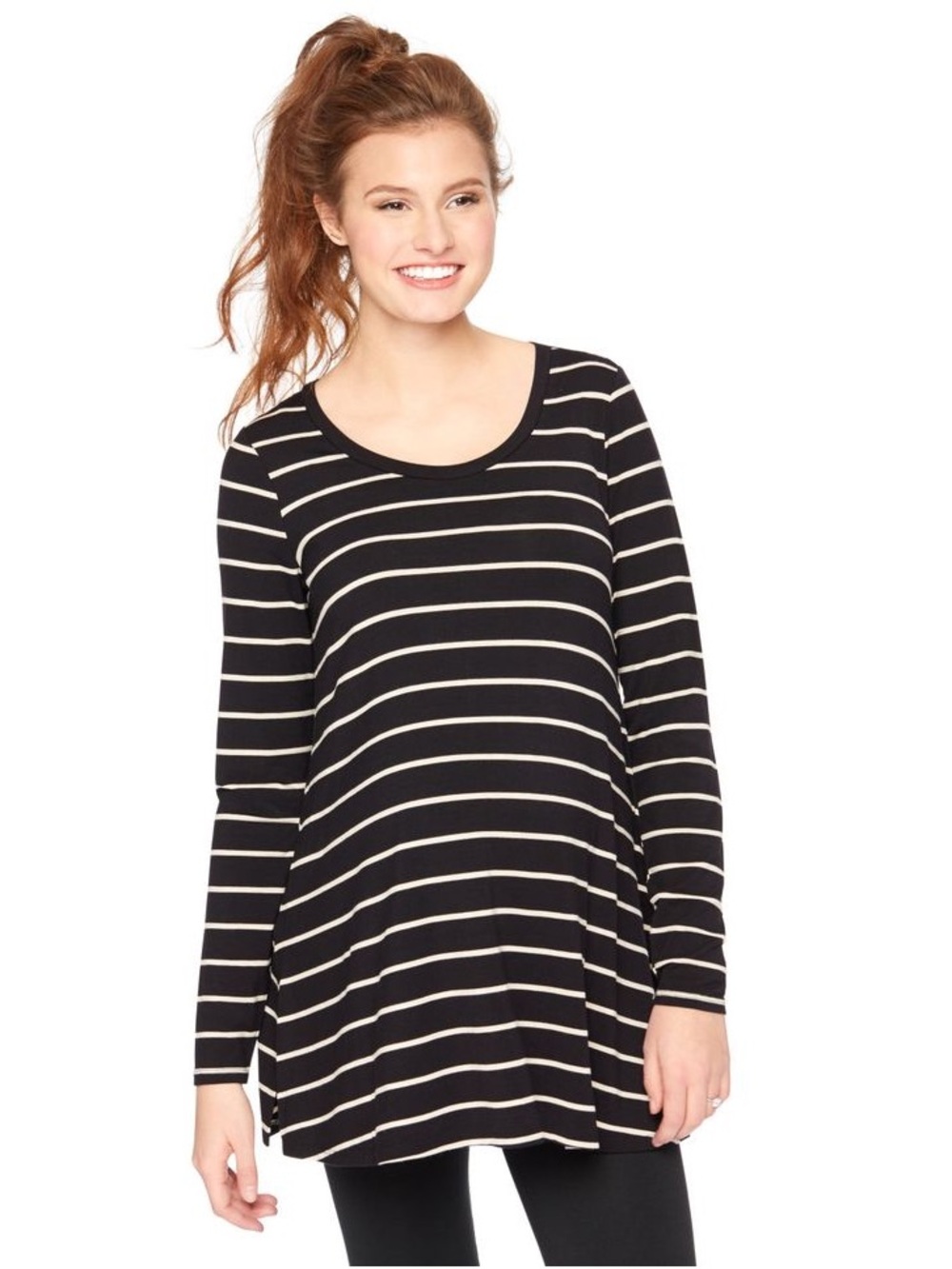Mossimo Supply Co. Black & White Striped Long Sleeve Tee